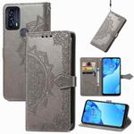 For TCL 20B Mandala Flower Embossed Horizontal Flip Leather Phone Case(Grey)