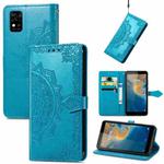 For ZTE Blade A31 Mandala Flower Embossed Horizontal Flip Leather Phone Case(Blue)