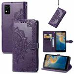 For ZTE Blade A31 Mandala Flower Embossed Horizontal Flip Leather Phone Case(Purple)