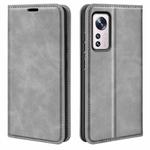 For Xiaomi 12 Retro-skin Magnetic Suction Leather Phone Case(Grey)