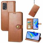 For OPPO A95 5G Solid Color Leather Buckle Phone Case(Brown)