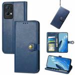 For OPPO Reno7 Pro 5G Solid Color Leather Buckle Phone Case(Blue)