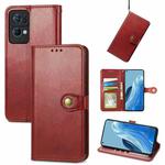 For OPPO Reno7 Pro 5G Solid Color Leather Buckle Phone Case(Red)