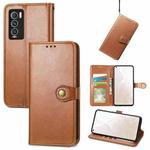 For OPPO  Realme GT Explorer Master Solid Color Leather Buckle Phone Case(Brown)