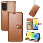 For vivo S10e Solid Color Leather Buckle Phone Case(Brown)