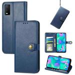 For vivo Y3s 2021 Solid Color Leather Buckle Phone Case(Blue)
