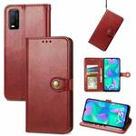 For vivo Y3s 2021 Solid Color Leather Buckle Phone Case(Red)