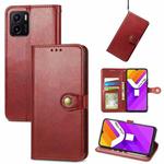 For vivo Y15s Solid Color Leather Buckle Phone Case(Red)