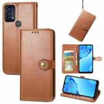 For TCL 20B Solid Color Leather Buckle Phone Case(Brown)