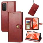 For TCL 205 Solid Color Leather Buckle Phone Case(Red)