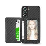 For Samsung Galaxy S22 5G Carbon Fiber Magnetic Card Holder TPU+PU Case(Black)