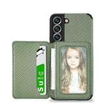 For Samsung Galaxy S22 5G Carbon Fiber Magnetic Card Holder TPU+PU Case(Green)