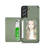 For Samsung Galaxy S22+ 5G Carbon Fiber Magnetic Card Holder TPU+PU Case(Green)