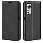 For Xiaomi 12 Pro Retro-skin Magnetic Suction Leather Phone Case(Black)
