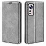 For Xiaomi 12 Pro Retro-skin Magnetic Suction Leather Phone Case(Grey)