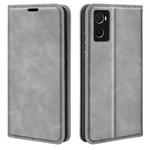 For OPPO A36 Retro-skin Magnetic Suction Leather Phone Case(Grey)
