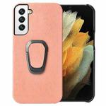For Samsung Galaxy S22 5G Ring Holder Honeycomb PU Phone Case(Pink)