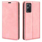 For OPPO Realme 9i Retro-skin Magnetic Suction Leather Phone Case(Pink)