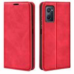 For OPPO Realme 9i Retro-skin Magnetic Suction Leather Phone Case(Red)