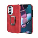 For Motorola Moto Edge X30 Ring Holder PU Phone Case(Red)