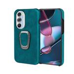 For Motorola Moto Edge X30 Ring Holder PU Phone Case(Cyan)