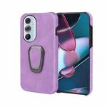 For Motorola Moto Edge X30 Ring Holder PU Phone Case(Purple)