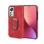 Ring Holder PU Phone Case For Xiaomi 12 Pro(Red)