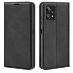 For OPPO Realme 9 Pro+ Retro-skin Magnetic Suction Leather Phone Case(Black)