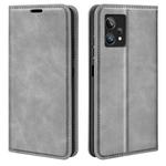 For OPPO Realme 9 Pro+ Retro-skin Magnetic Suction Leather Phone Case(Grey)