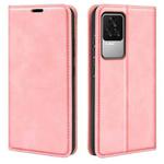 Fo  Xiaomi Redmi K50 Retro-skin Magnetic Suction Leather Phone Case(Pink)