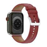 20mm Top Layer Cowhide Sewing Watch Band For Apple Watch Series 8&7 41mm / SE 2&6&SE&5&4 40mm / 3&2&1 38mm(Red)