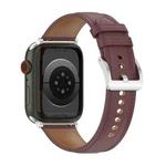 22mm Top Layer Cowhide Sewing Strap For Apple Watch Ultra 49mm / Series 8&7 45mm / SE 2&6&SE&5&4 44mm / 3&2&1 42mm(Dark Brown)