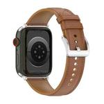 22mm Top Layer Cowhide Sewing Strap For Apple Watch Ultra 49mm / Series 8&7 45mm / SE 2&6&SE&5&4 44mm / 3&2&1 42mm(Light Brown)