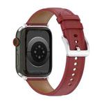 22mm Top Layer Cowhide Sewing Strap For Apple Watch Ultra 49mm / Series 8&7 45mm / SE 2&6&SE&5&4 44mm / 3&2&1 42mm(Pink)