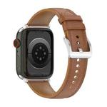 22mm Top Layer Cowhide Sewing Strap For Apple Watch Series 8&7 41mm / SE 2&6&SE&5&4 40mm / 3&2&1 38mm(Light Brown)