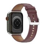 20mm Top Layer Cowhide Sewing Watch Band For Apple Watch Ultra 49mm / Series 8&7 45mm / SE 2&6&SE&5&4 44mm / 3&2&1 42mm(Dark Brown)