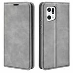 For OPPO Find X5 Retro-skin Magnetic Suction Leather Phone Case(Grey)