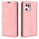 For OPPO Find X5 Retro-skin Magnetic Suction Leather Phone Case(Pink)