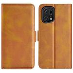 For OPPO Find X5 Pro Dual-side Magnetic Buckle Leather Phone Case(Yellow)