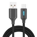 USB-C / Type-C Interface Zinc Alloy Marquee Luminous Intelligent Automatic Power off Charging Data Cable(black)