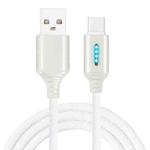 USB-C / Type-C Interface Zinc Alloy Marquee Luminous Intelligent Automatic Power off Charging Data Cable(white)