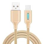 USB-C / Type-C Interface Zinc Alloy Marquee Luminous Intelligent Automatic Power off Charging Data Cable(gold)