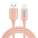 USB-C / Type-C Interface Zinc Alloy Marquee Luminous Intelligent Automatic Power off Charging Data Cable(rose gold)