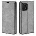 For OPPO Find X5 Pro Retro-skin Magnetic Suction Leather Phone Case(Grey)