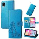 For TCL A509DL / A3 Four-leaf Clasp Embossed Leather Phone Case(Blue)