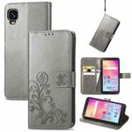 For TCL A509DL / A3 Four-leaf Clasp Embossed Leather Phone Case(Gray)