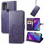 For TCL 30 SE Four-leaf Clasp Embossed Leather Phone Case(Purple)