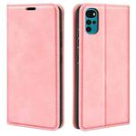 For Motorola Moto G22 4G Retro-skin Magnetic Suction Leather Phone Case(Pink)