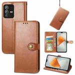 For vivo S12 Solid Color Leather Buckle Phone Case(Brown)