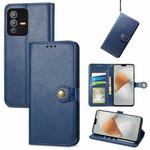 For vivo S12 Pro Solid Color Leather Buckle Phone Case(Blue)